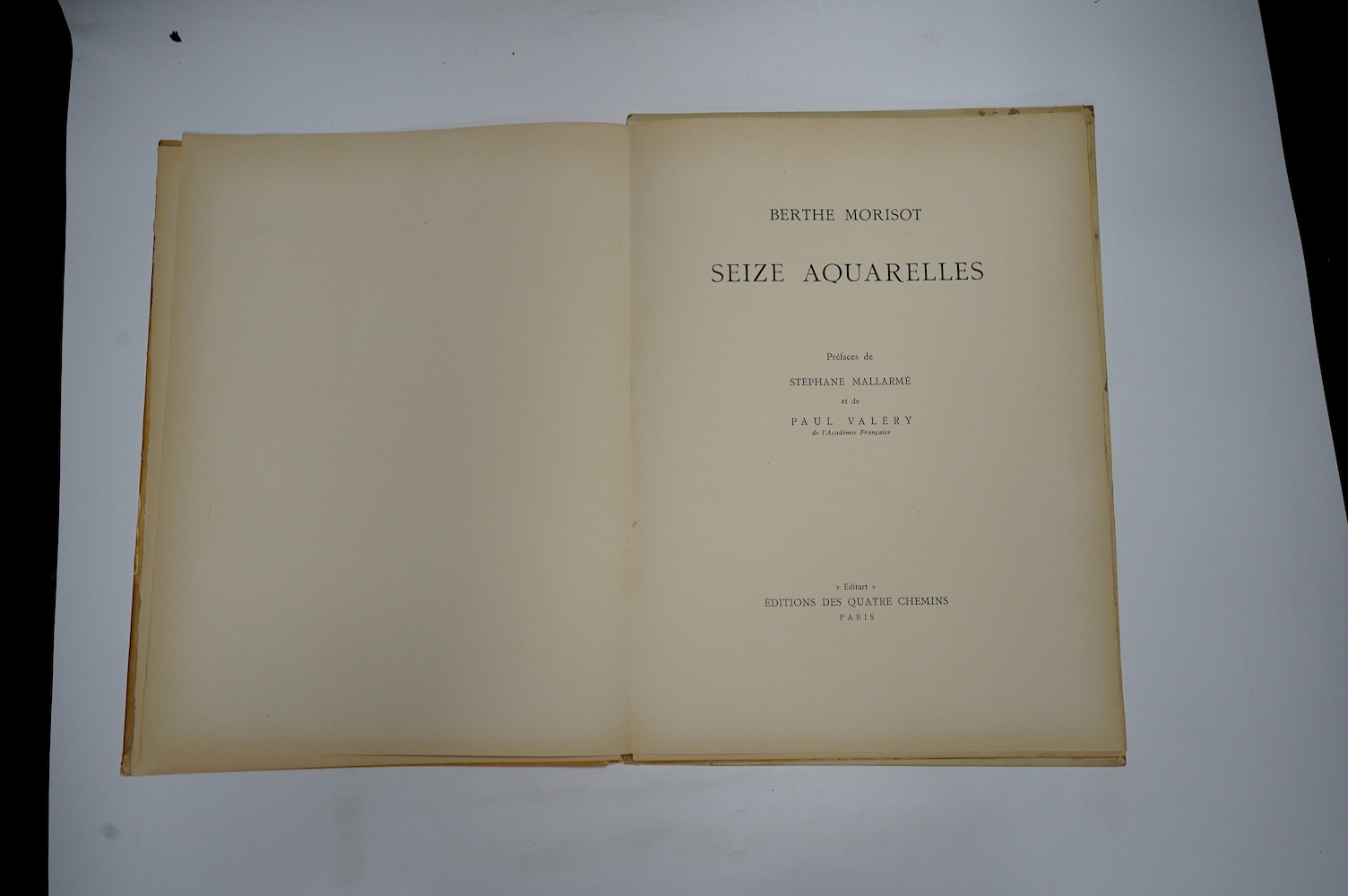 Morisot, Berthe - Seize Aquarelles, preface by Stephane Mallarme and Paul Valery, one of 300, with 8 of 16 colour plates, small folio, paper wrappers, plates loose, as issued, text uncut, Editions Des Quatre Chemins, Par